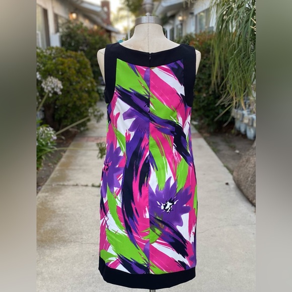 Calvin Klein colorful pink and purple multi color water color dress - Picture 3 of 6